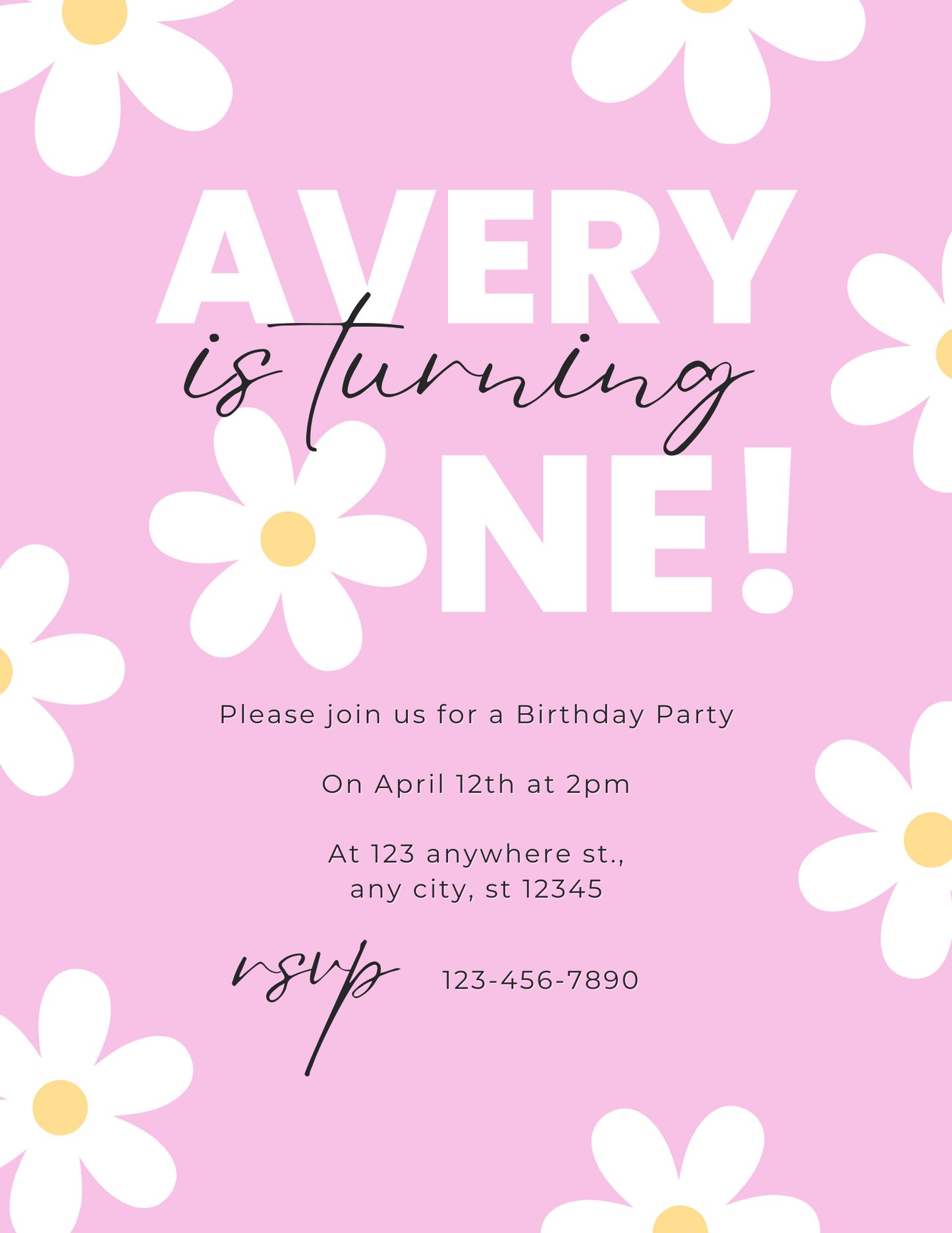 Instant Download Girls Birthday Party Invitation Template | Digital Download | Editable Canva Design