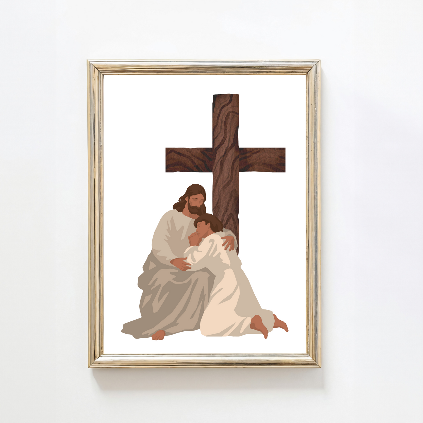 Christian Digital Art Print with Cross – Inspirational Faith Decor for Home or Office