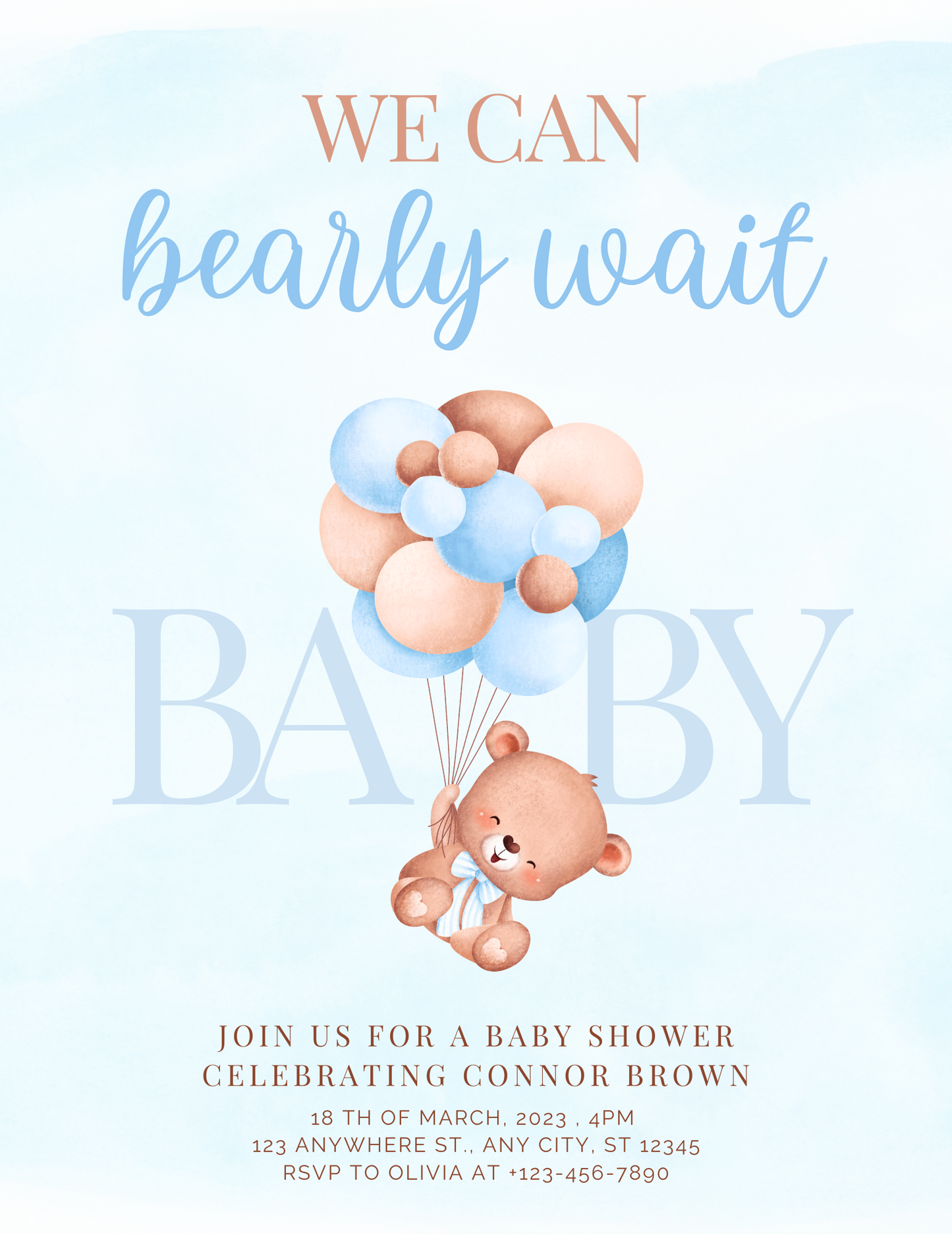 Instant Download Whimsical Baby Shower Invitation Template | Digital Download | Customizable and Easy to Edit