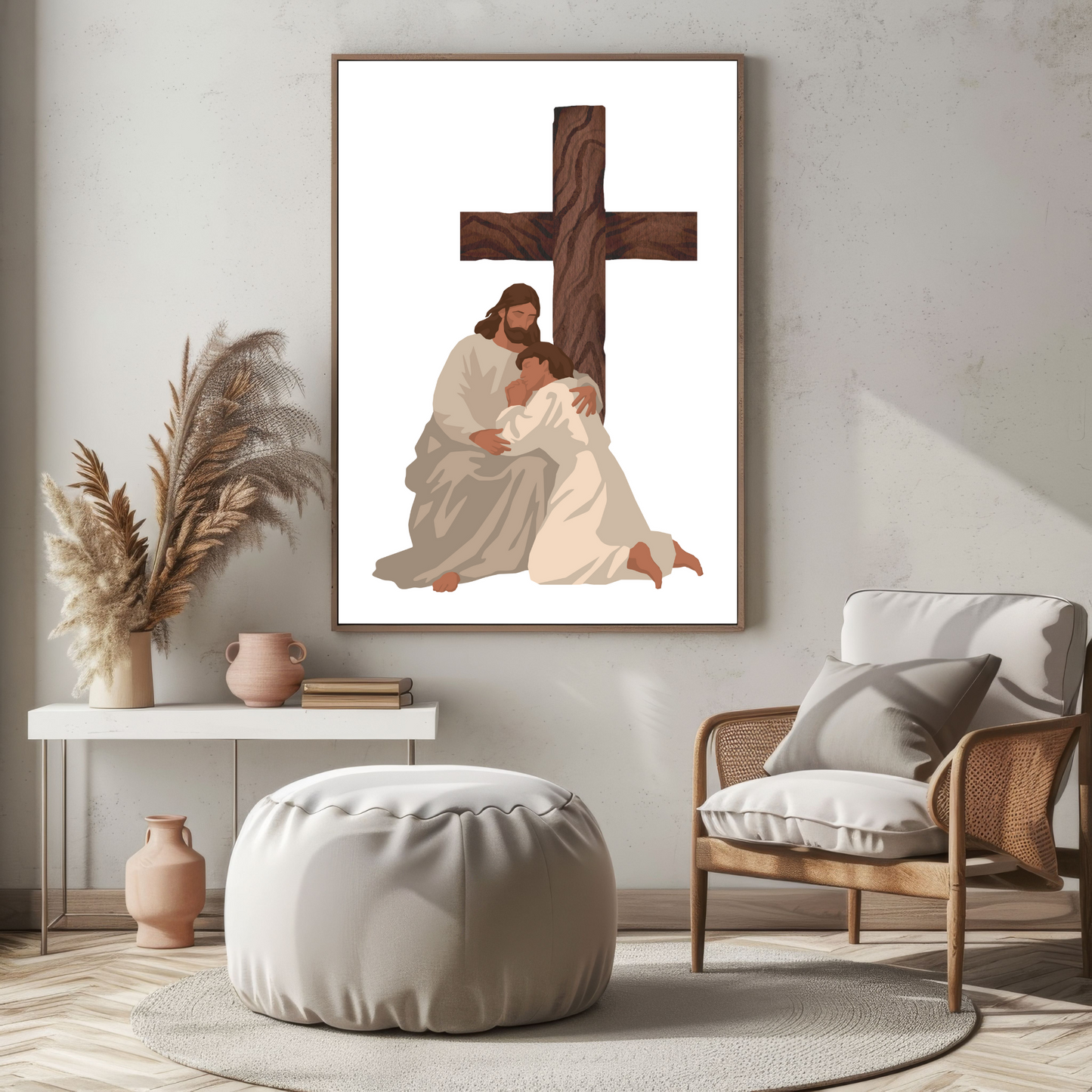 Christian Digital Art Print with Cross – Inspirational Faith Decor for Home or Office